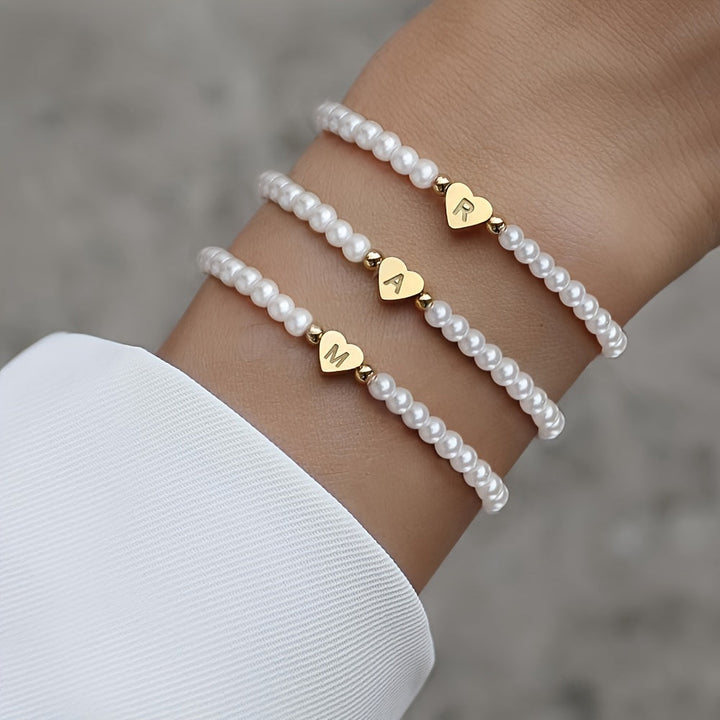 Chic Bracelet with Heart Initial (A–Z)
