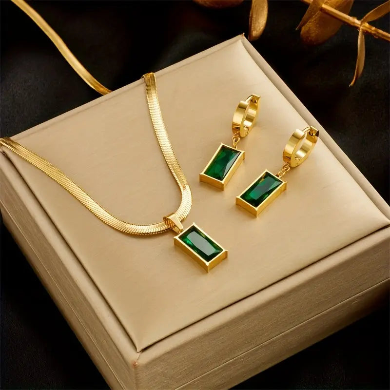 Gold Gemstone Jewelry Set