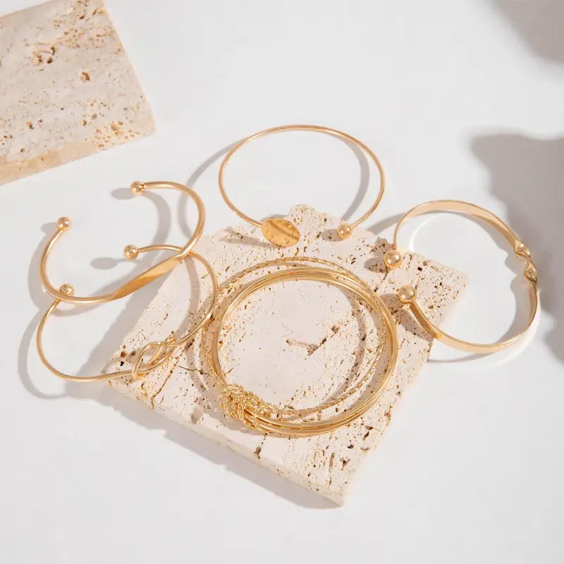 Golden Bracelet Set with Elegant