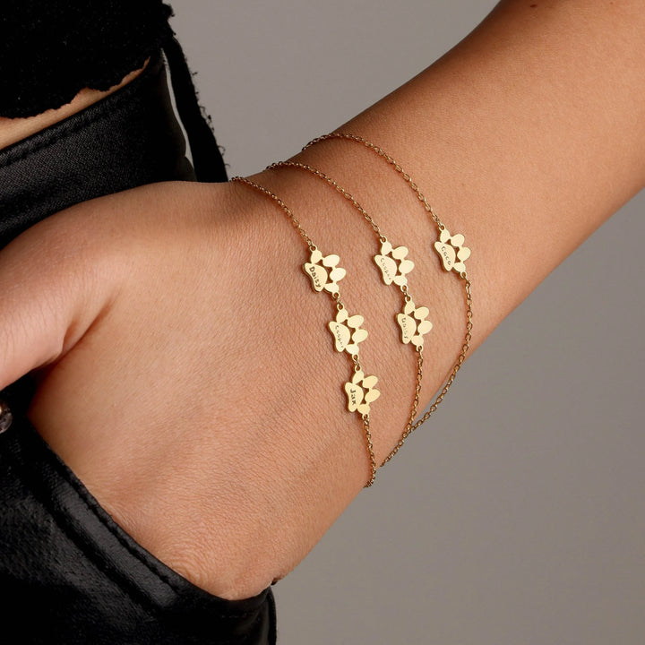 Personalized Name Bracelet with Paw