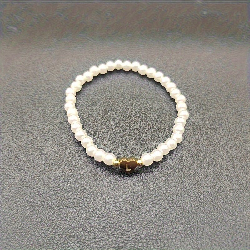Chic Bracelet with Heart Initial (A–Z)