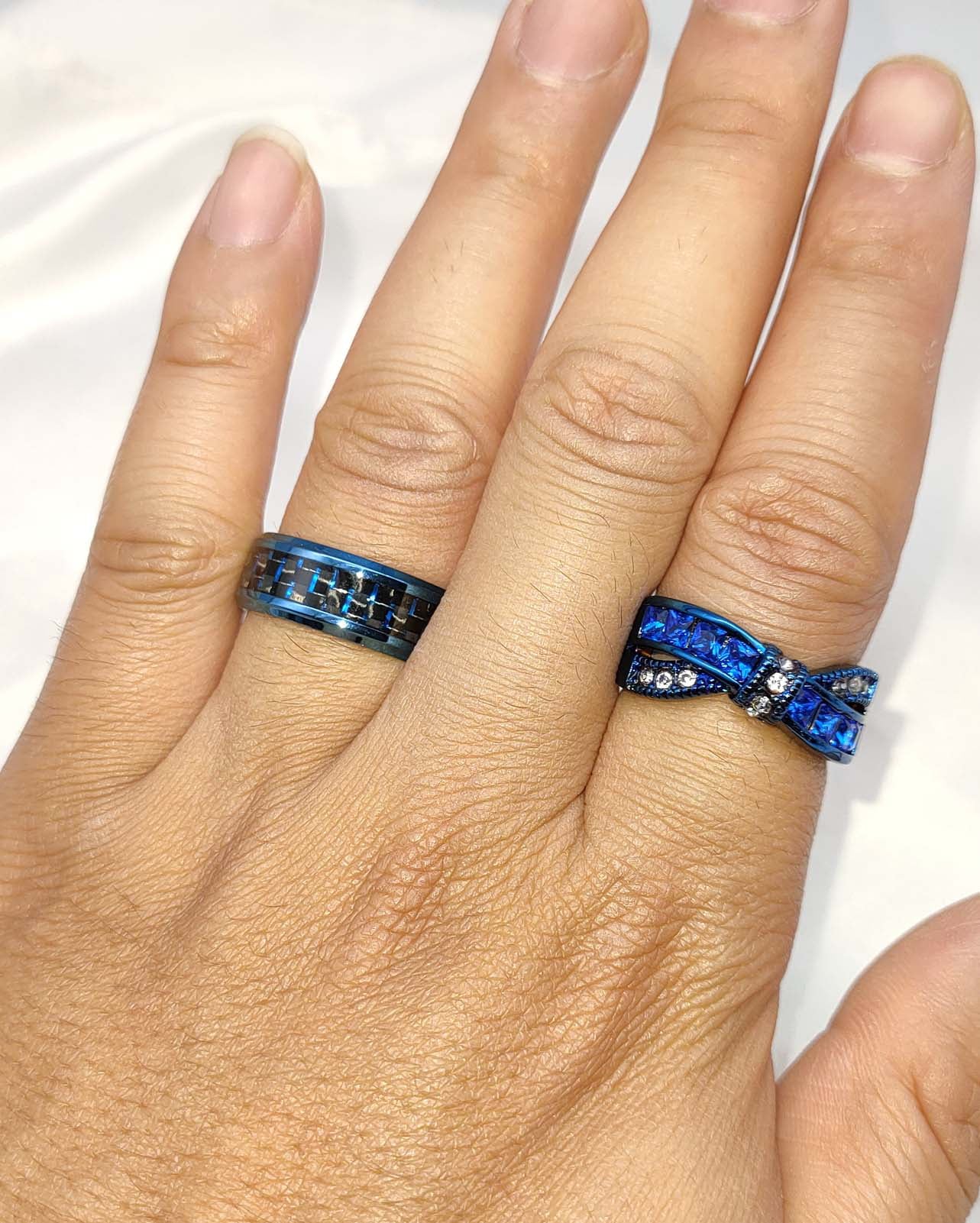 2 Blue Matching Rings Couple