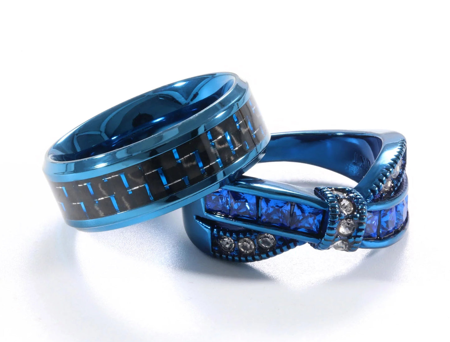 2 Blue Matching Rings Couple