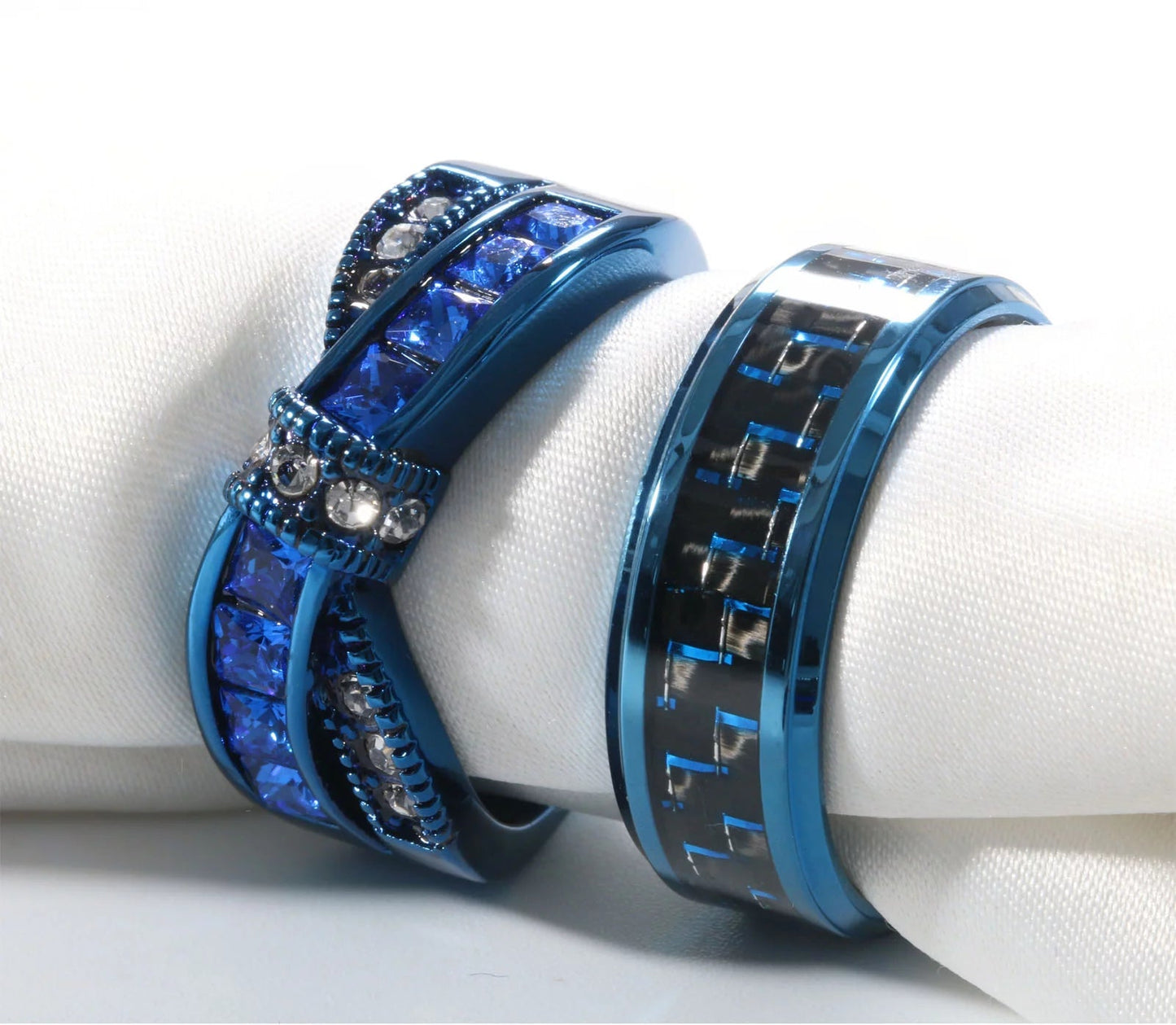 2 Blue Matching Rings Couple