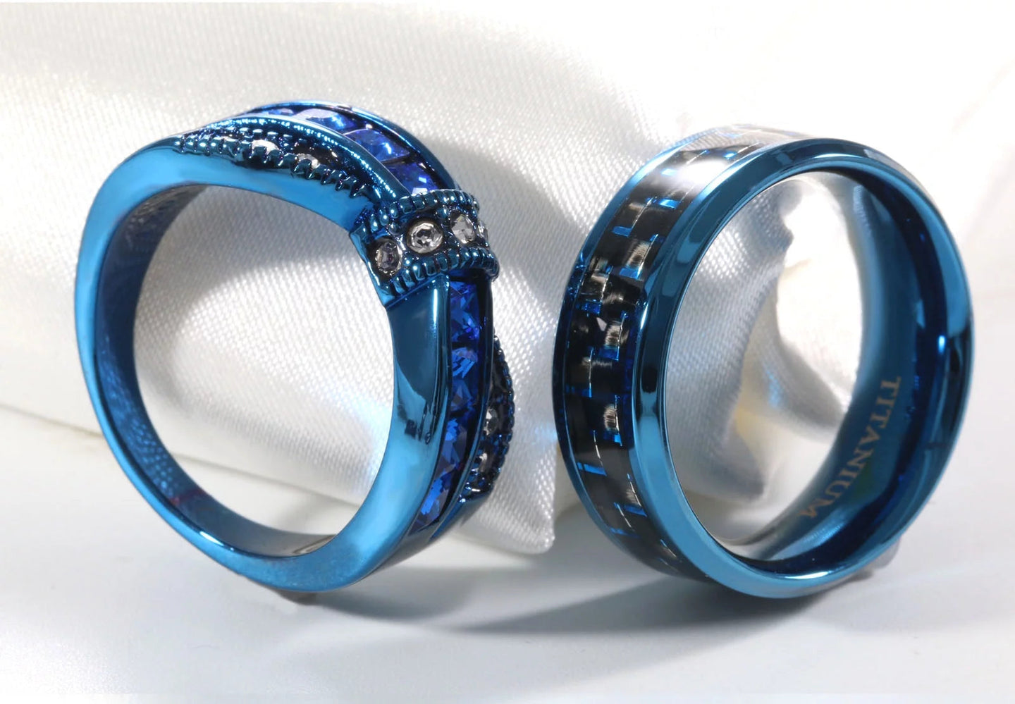 2 Blue Matching Rings Couple