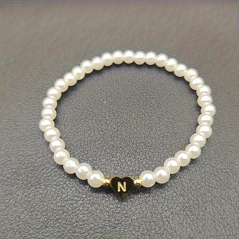 Chic Bracelet with Heart Initial (A–Z)