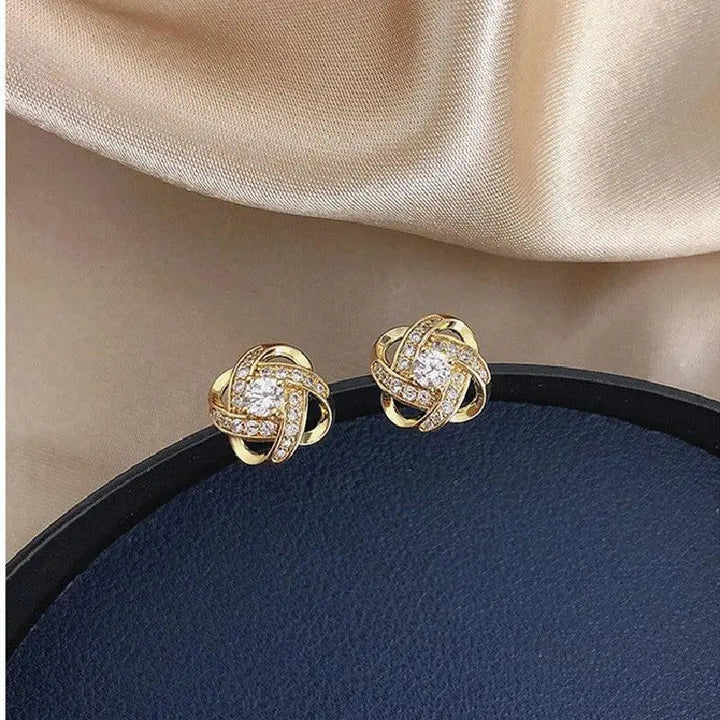 Gold Spiral Earrings with Crystals