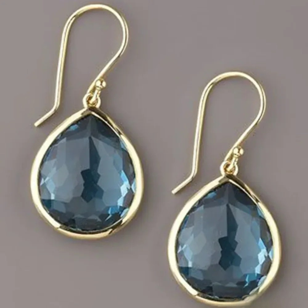 Retro Hanging Earrings with Blue Crystals