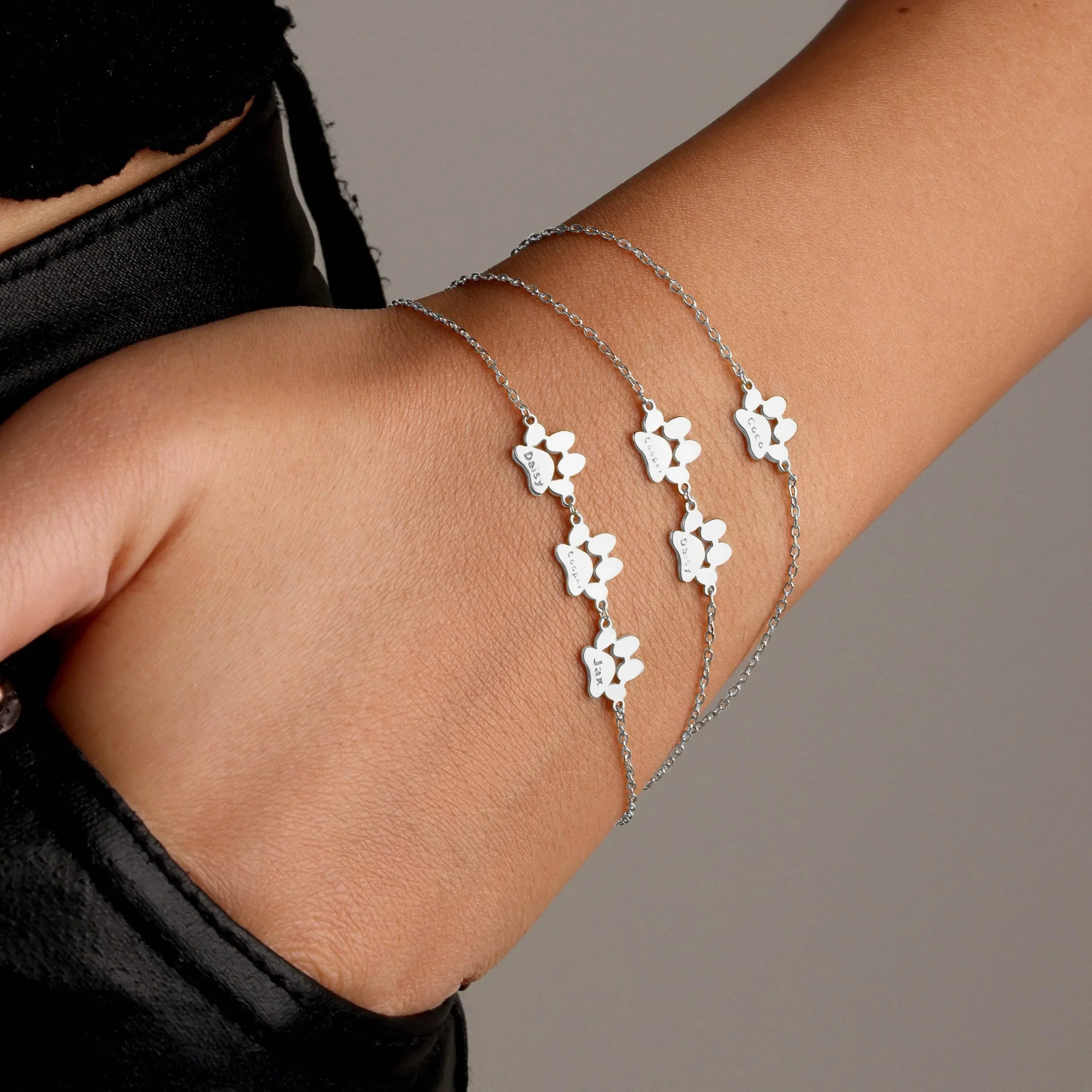 Personalized Name Bracelet with Paw