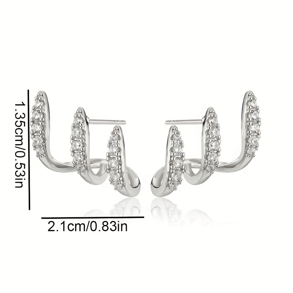 Elegant Earrings with Three Rhinestone Claws