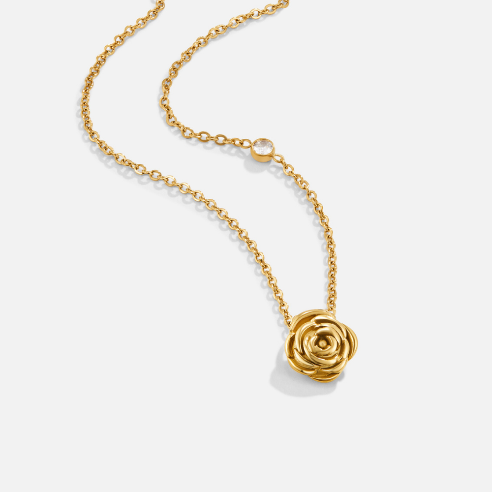 Necklace with Gold Rose Pendant