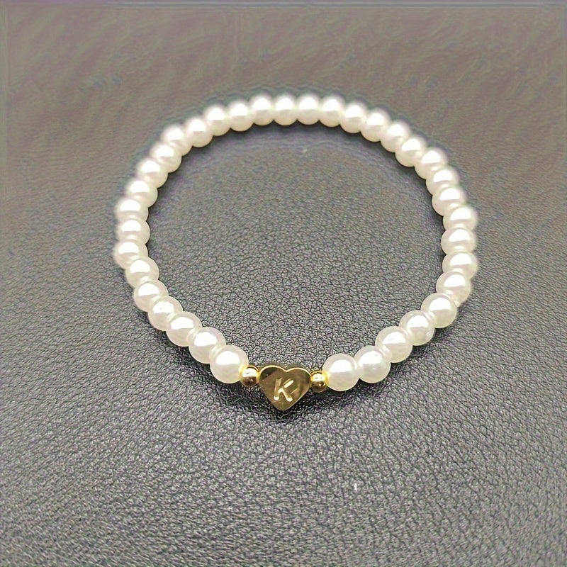 Chic Bracelet with Heart Initial (A–Z)