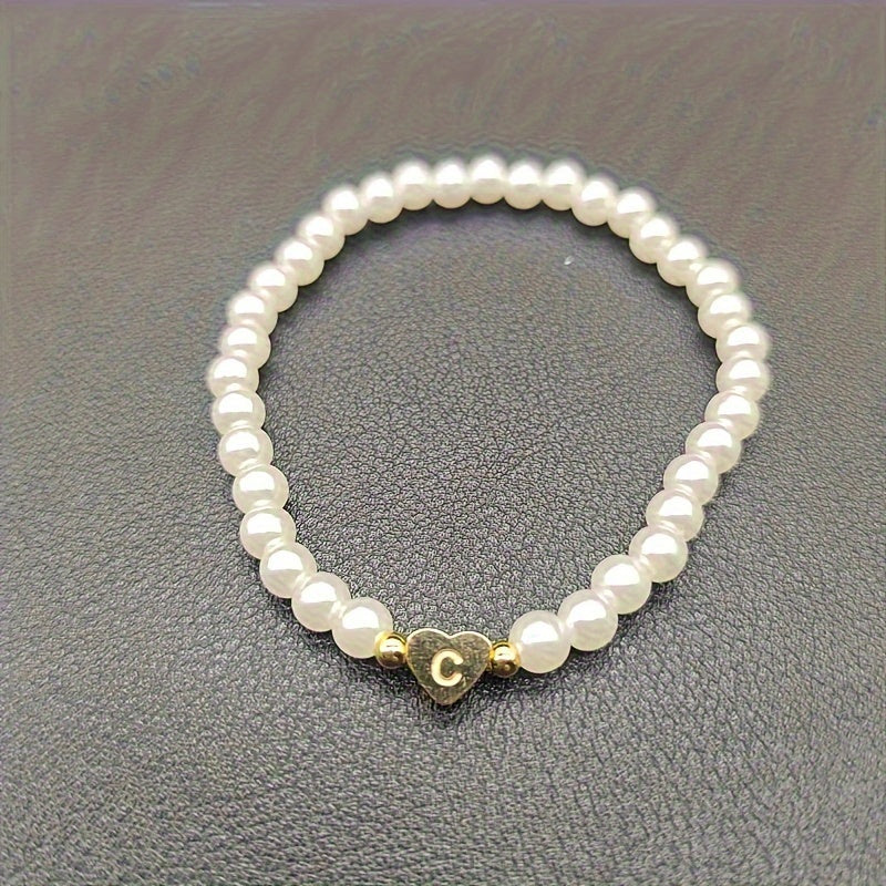 Chic Bracelet with Heart Initial (A–Z)