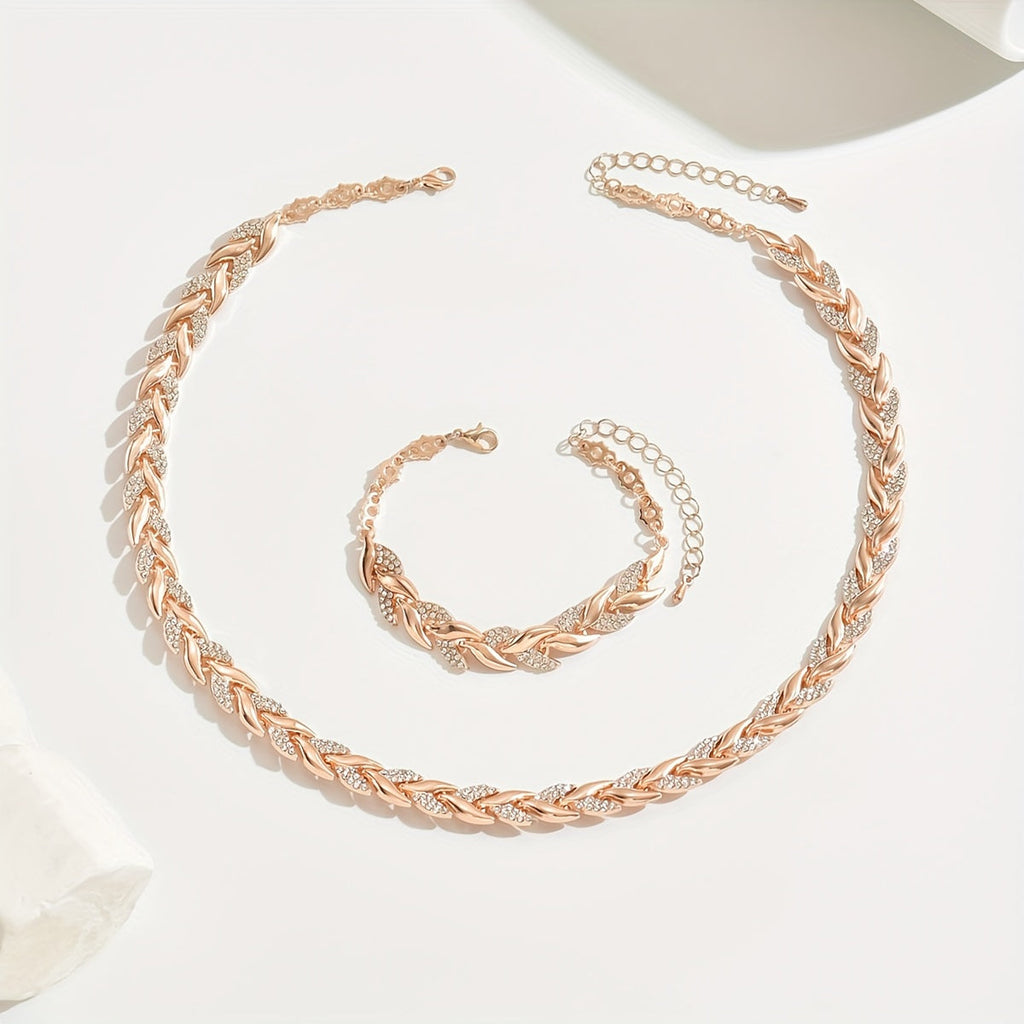 Crystal Herringbone Jewelry Set