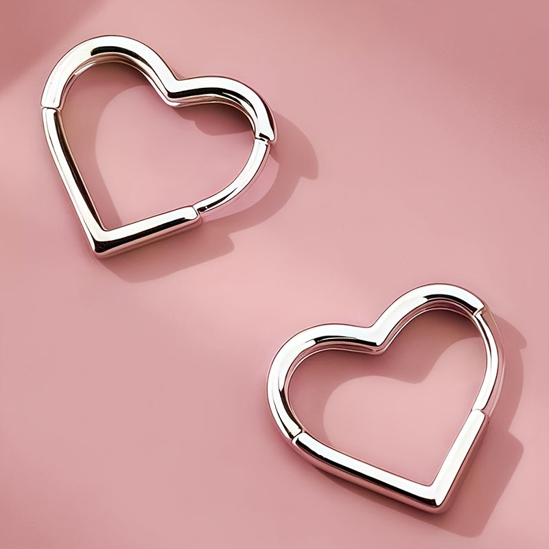 Gold Plated Stainless Steel Heart Hoop Earrings
