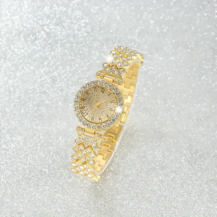 Gold Watch and Bracelet Set
