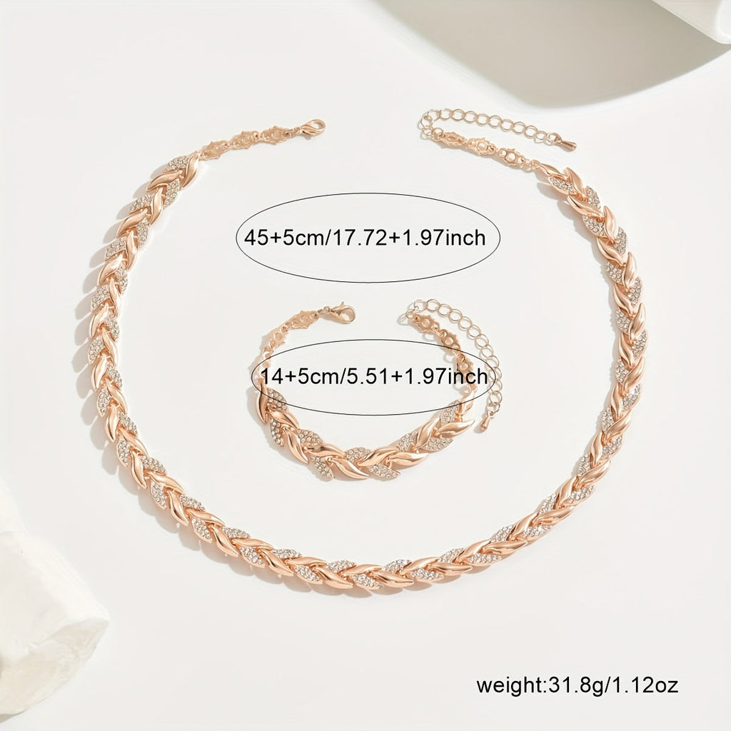 Crystal Herringbone Jewelry Set