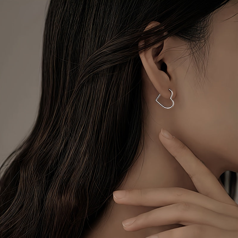 Gold Plated Stainless Steel Heart Hoop Earrings