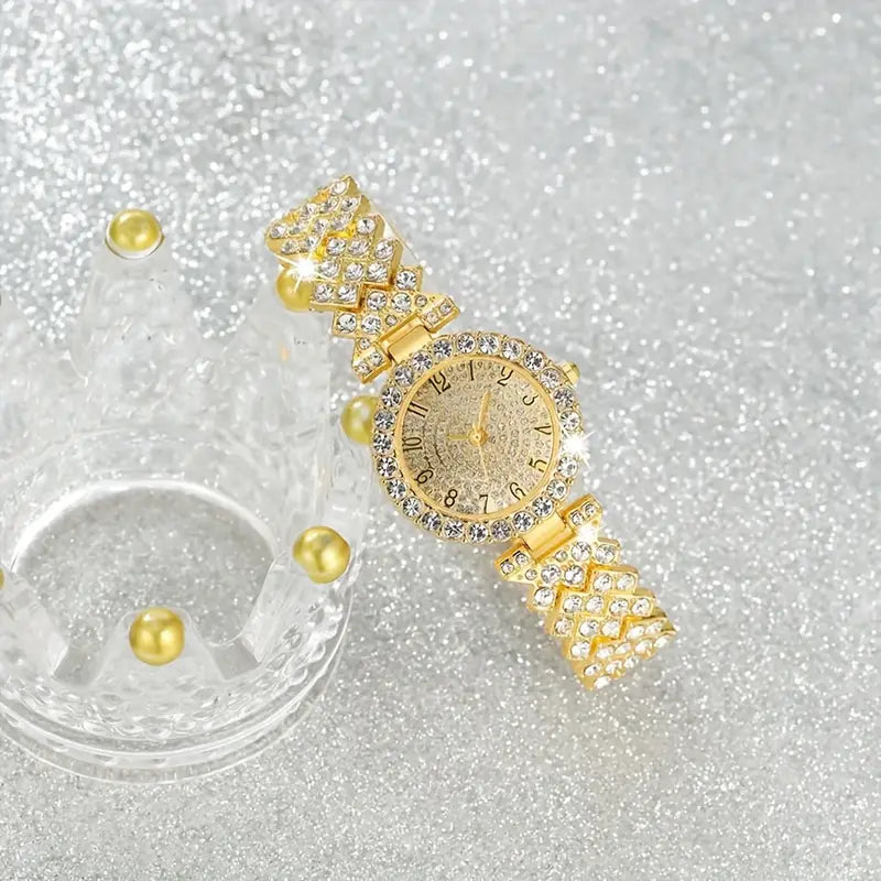 Gold Watch and Bracelet Set in Gold