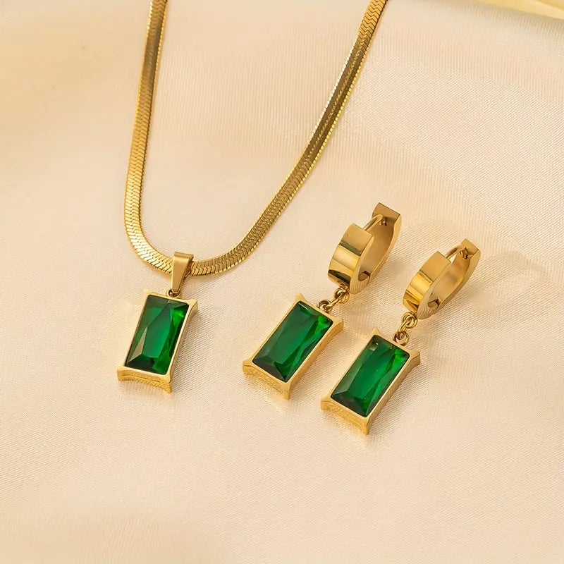 Gold Gemstone Jewelry Set