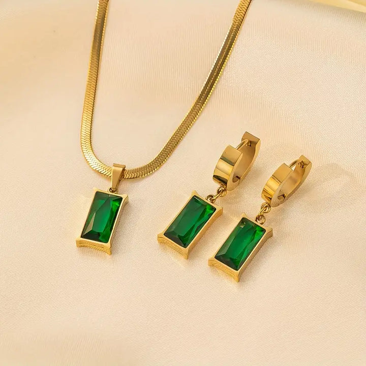 Gold Gemstone Jewelry Set