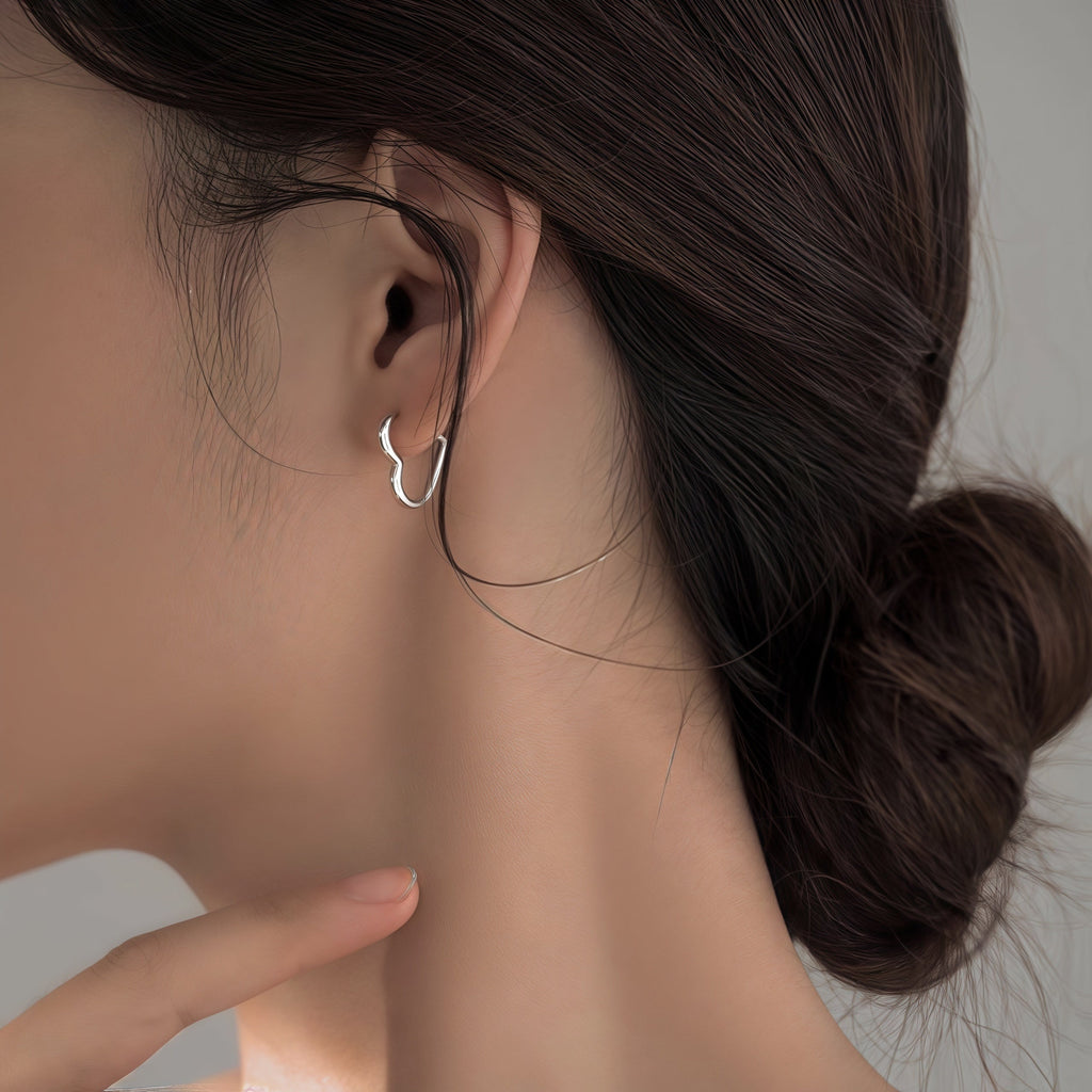 Gold Plated Stainless Steel Heart Hoop Earrings