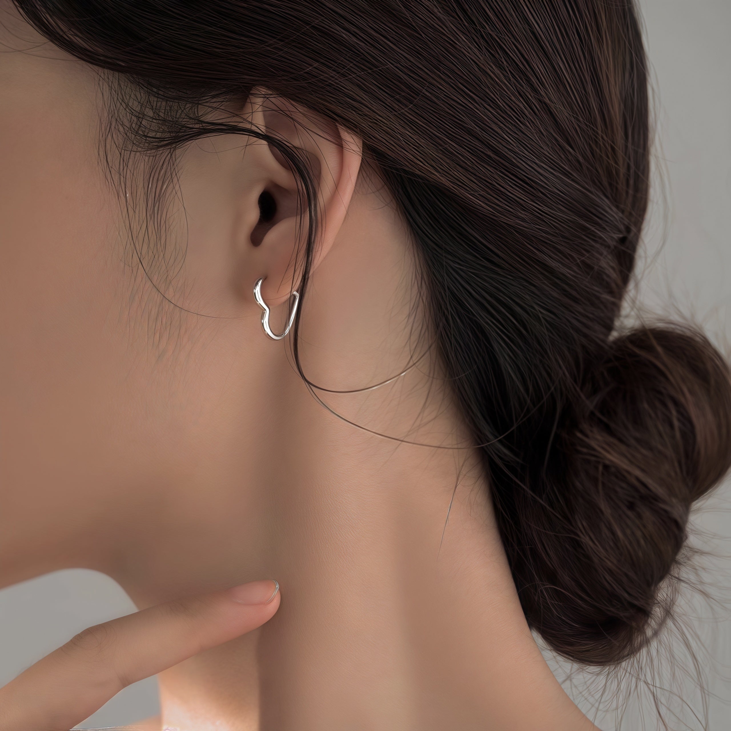 Gold Plated Stainless Steel Heart Hoop Earrings