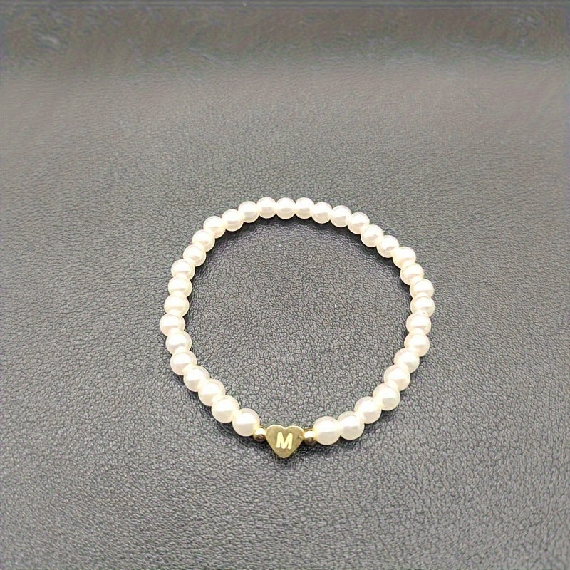 Chic Bracelet with Heart Initial (A–Z)