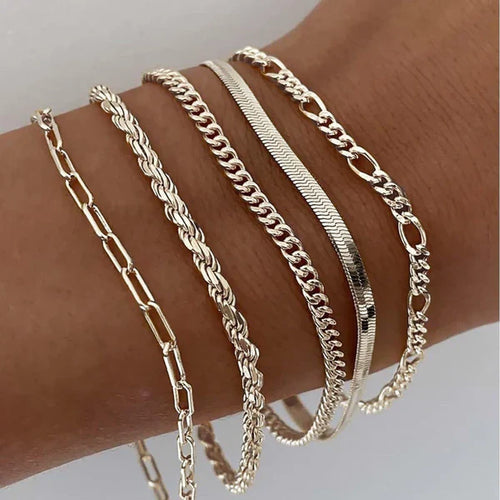 Armbandenset 5 stukken in goud