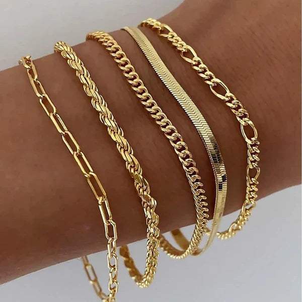Armbandenset 5 stukken in goud