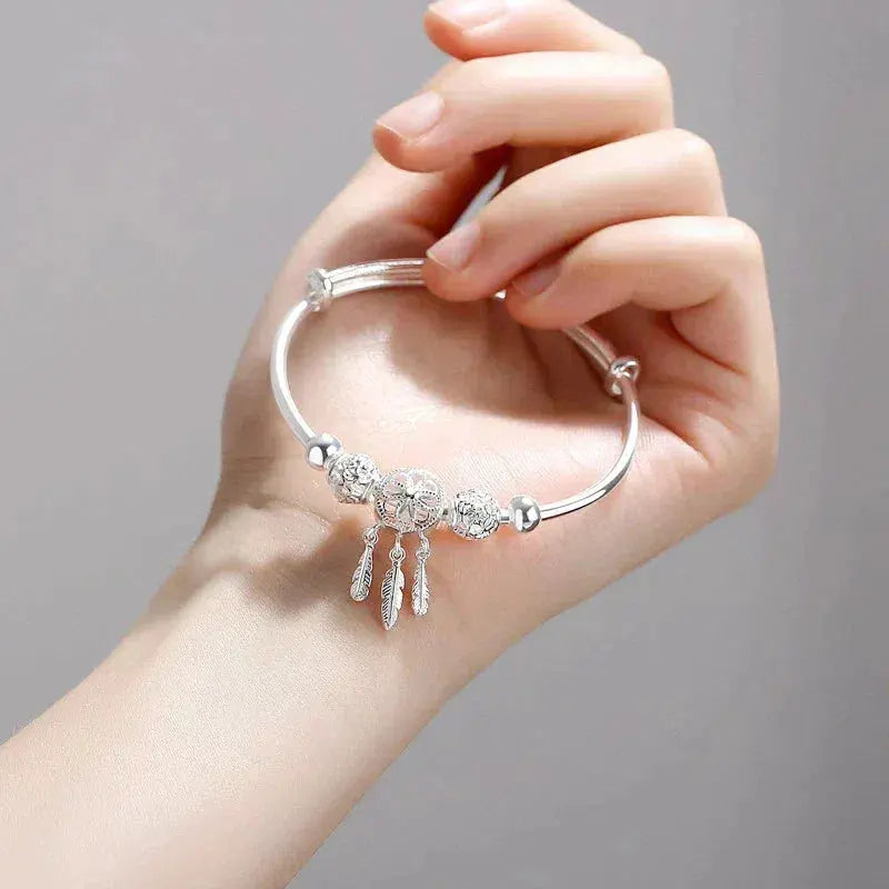 Stiff Dreamcatcher Bracelet in Silver