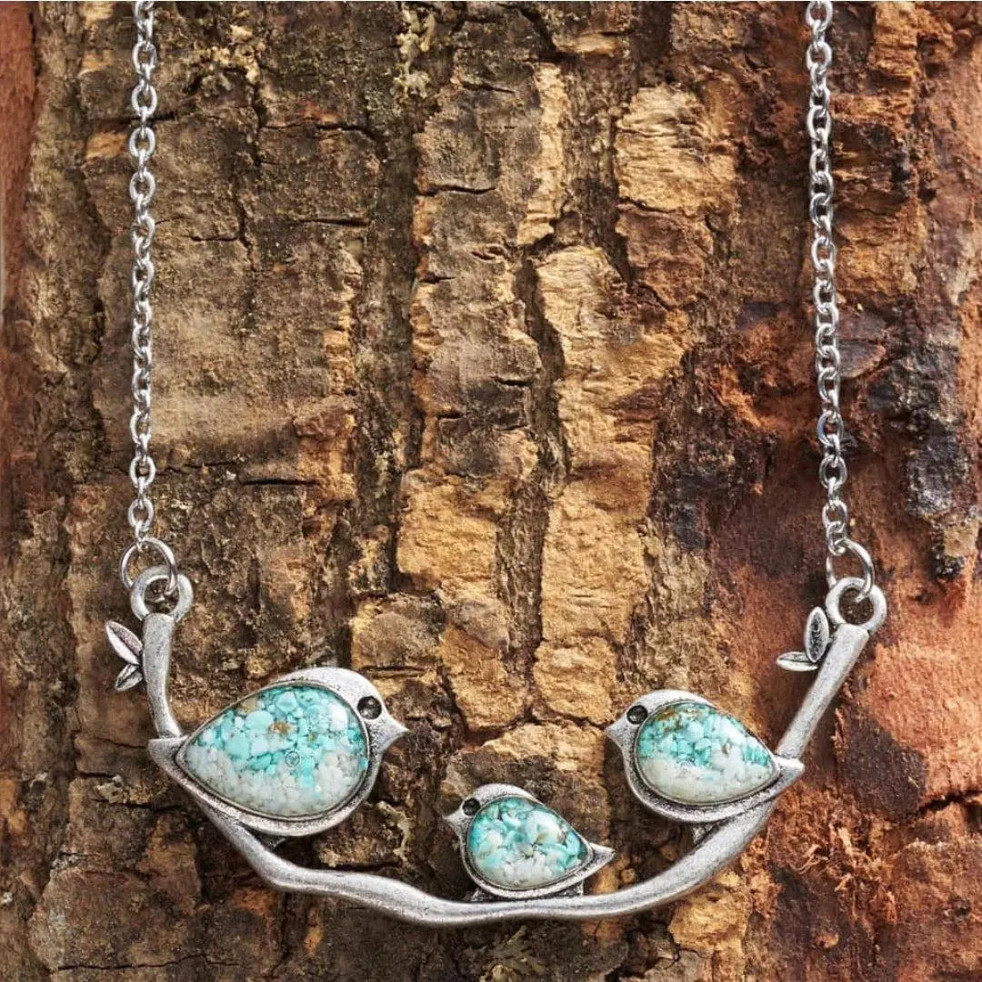 Vintage Collier met Vogels in Zilver