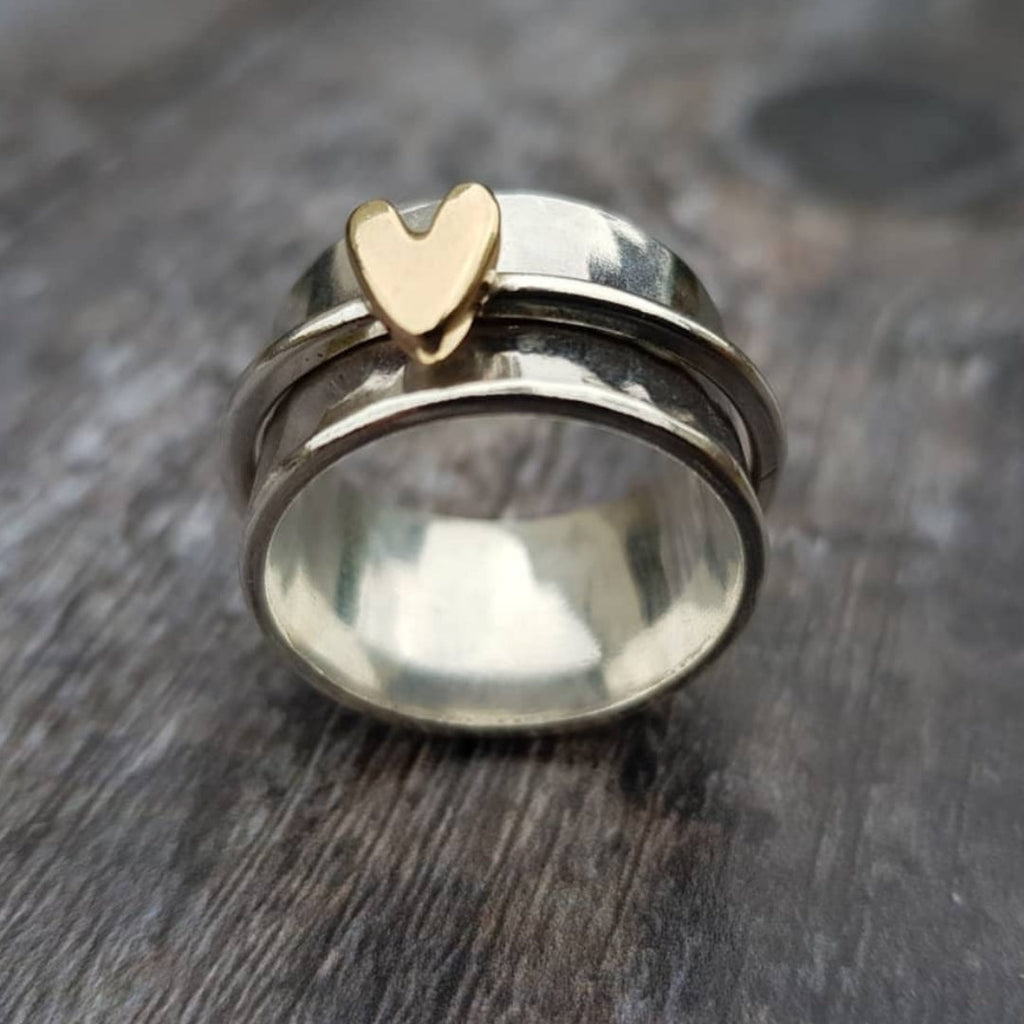 Bundel: Armbandenset 5 stukken in goud + Zilveren ring met gouden hart