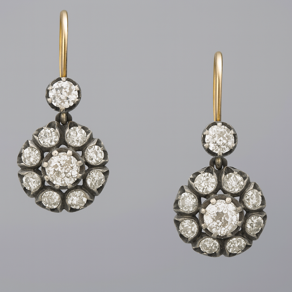 Vintage Hangende Oorbellen met Edelstenen