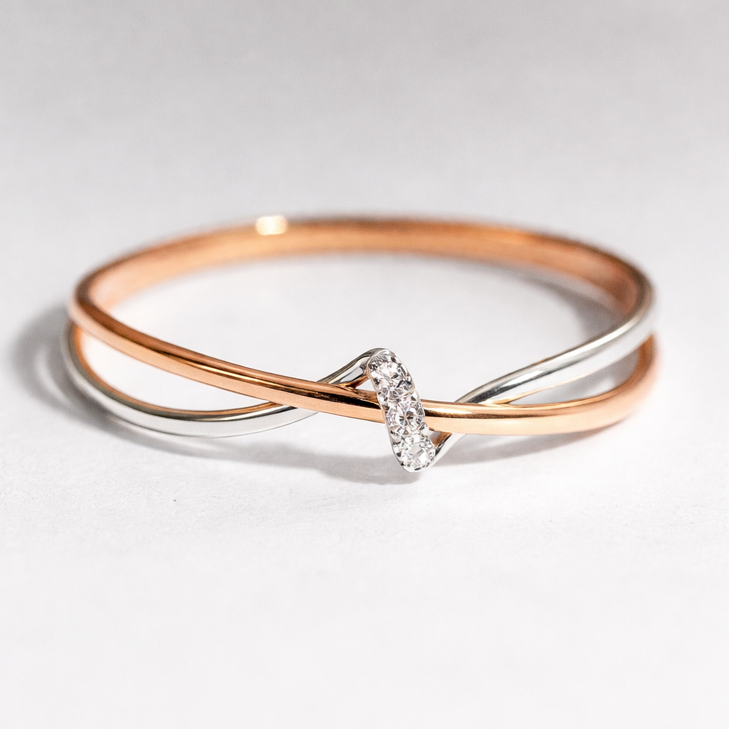 Vintage Gevlochten Ring van Goud en Zilver