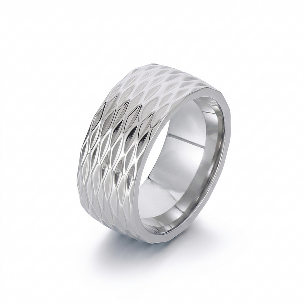 Kaelis Grid Band Ring | Wit Goud