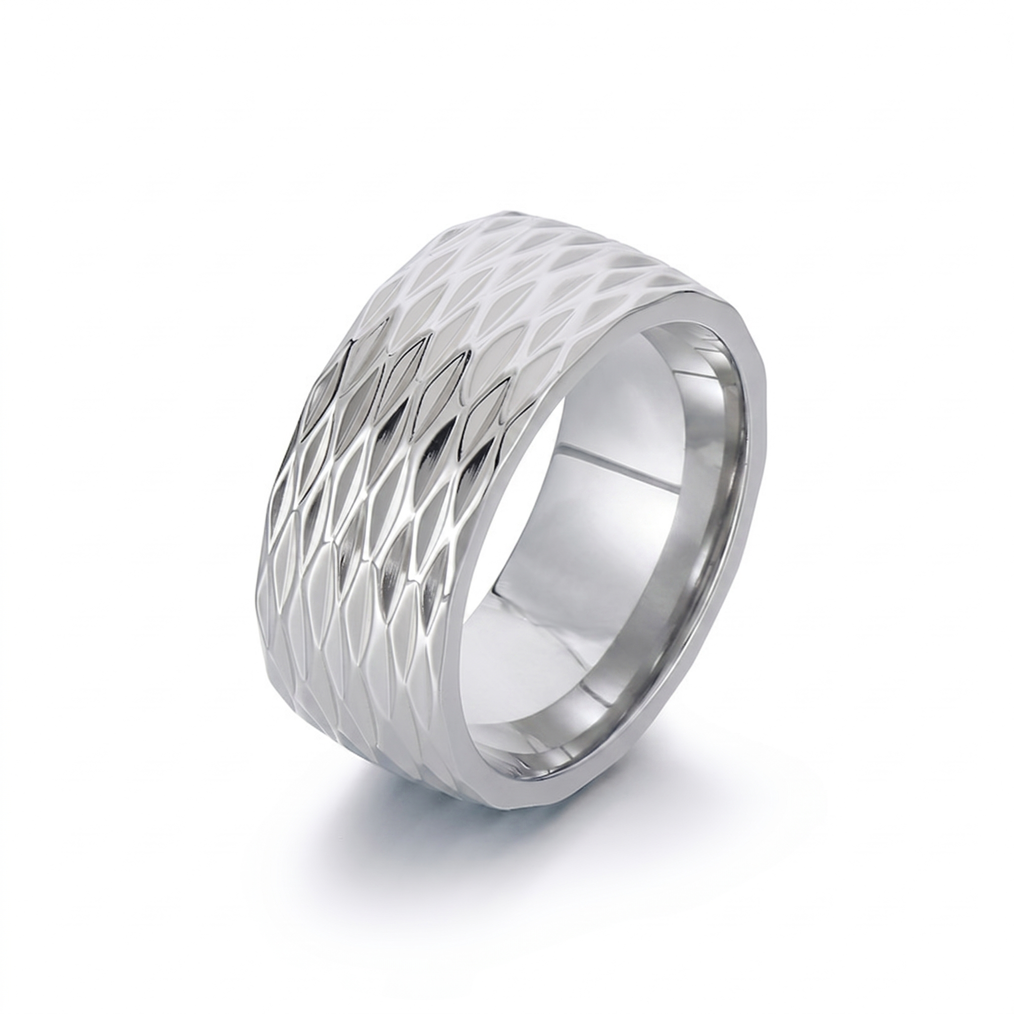 Kaelis Grid Band Ring | Wit Goud