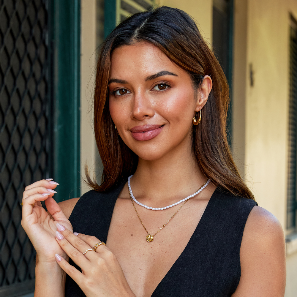 Necklace with Gold Rose Pendant