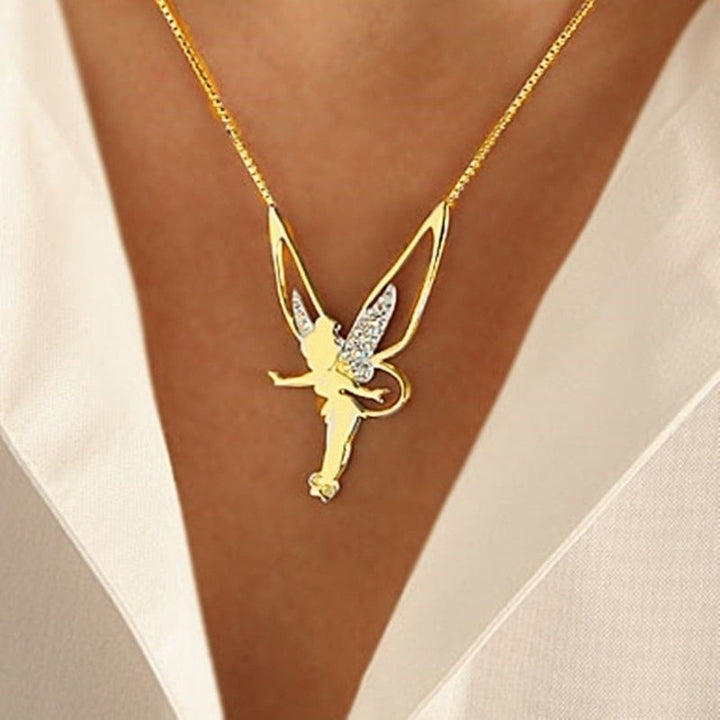 Gold Necklace with Fairy Pendant