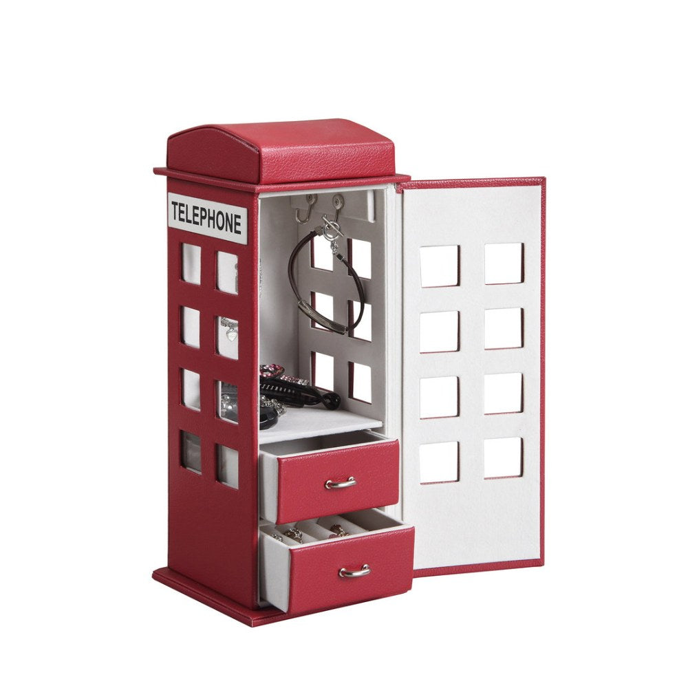 Jewelry Box British Telephone Design, Burgundy Red