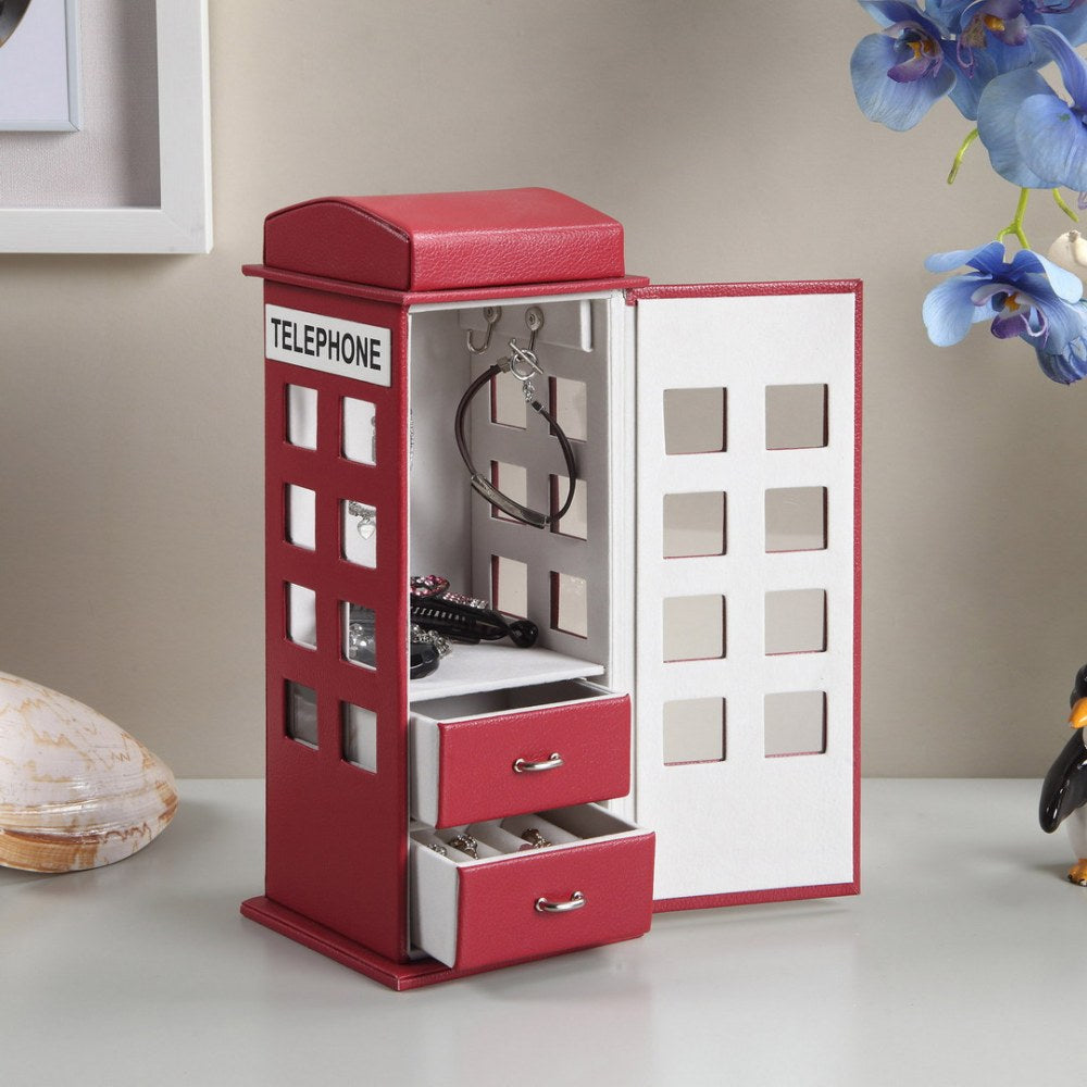 Jewelry Box British Telephone Design, Burgundy Red