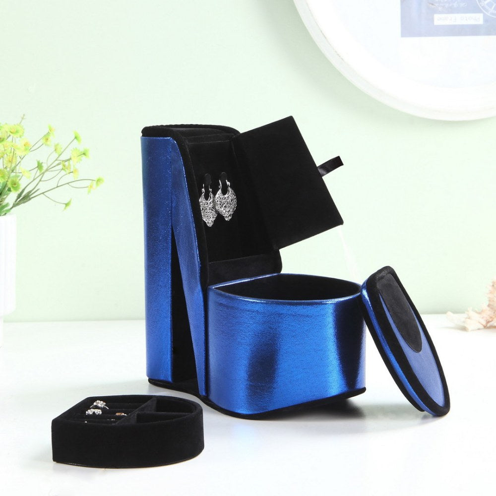 Jewelry Box, High Heel Shoe Design, Blue Velvet