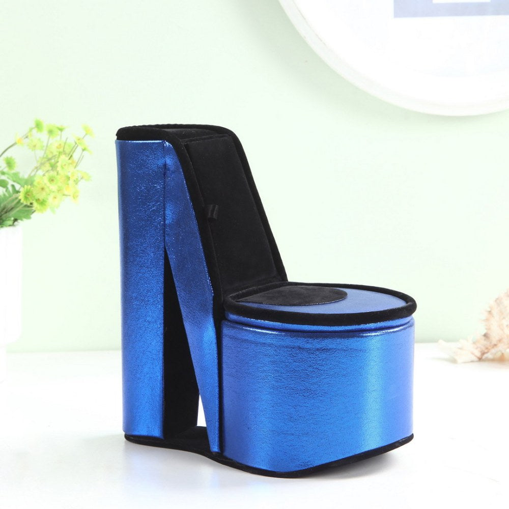 Jewelry Box, High Heel Shoe Design, Blue Velvet