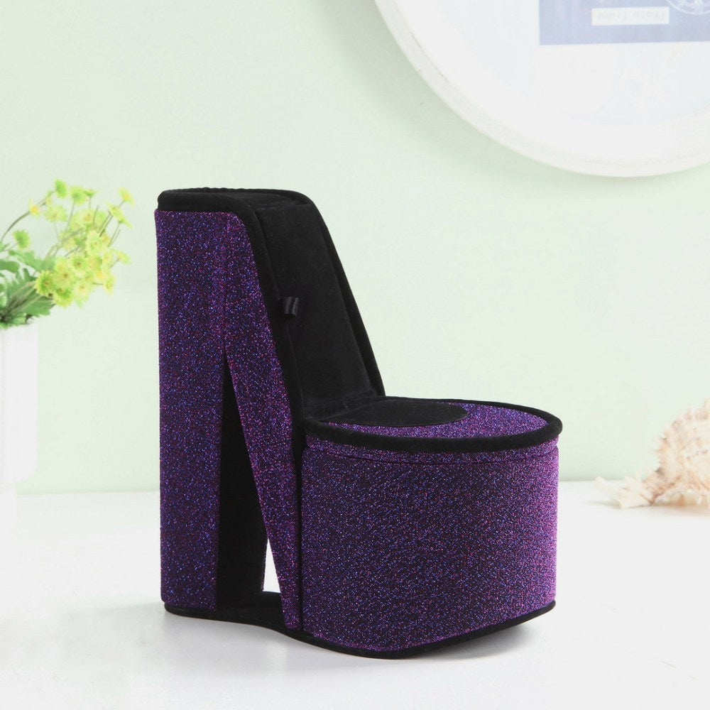 Jewelry Box, High Heel Shoe Design, Purple Velvet