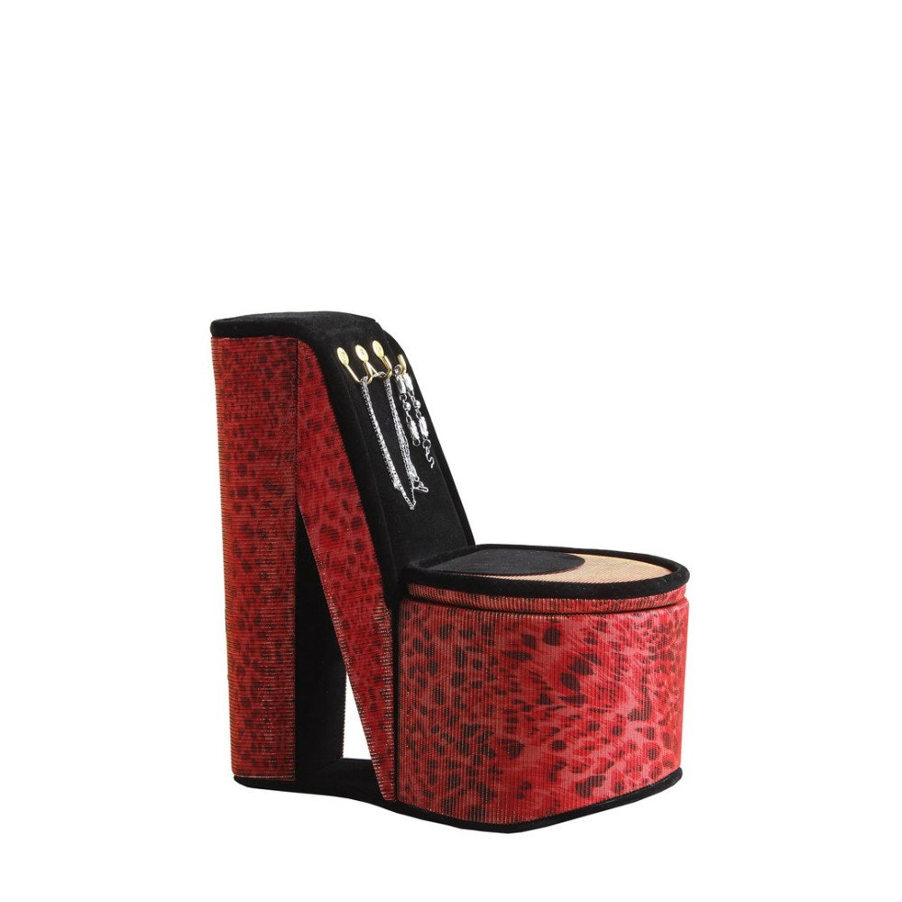 Jewelry Box, High Heel Shoe Design, Red Leopard Print