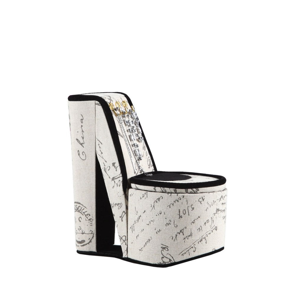 Jewelry Box, High Heel Shoe Design, Stencil Letter Print