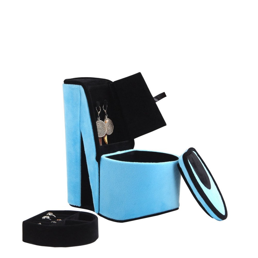 Jewelry Box, High Heel Shoe Design, Turquoise Velvet