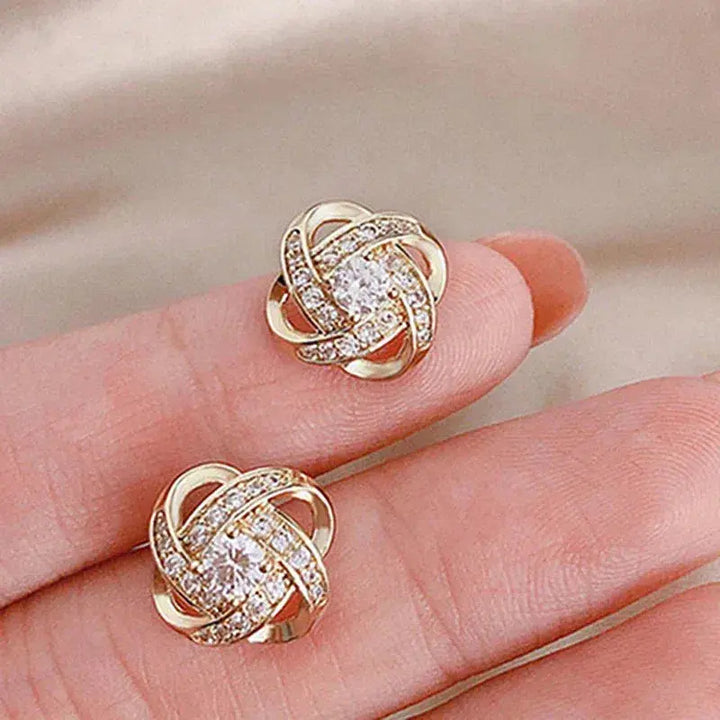 Gold Spiral Earrings with Crystals