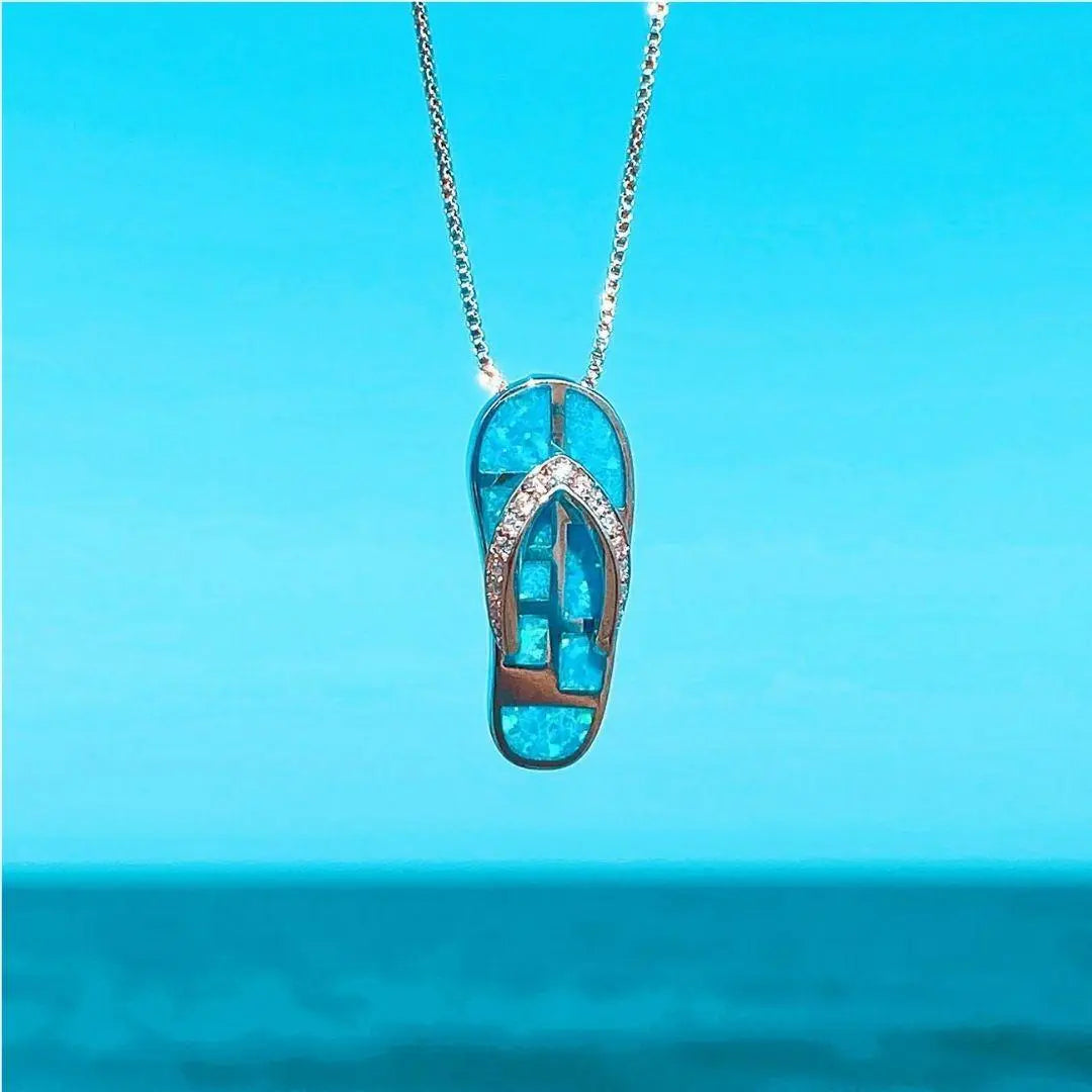 Collier met Hangertje van Zilver met Blauwe Opaal