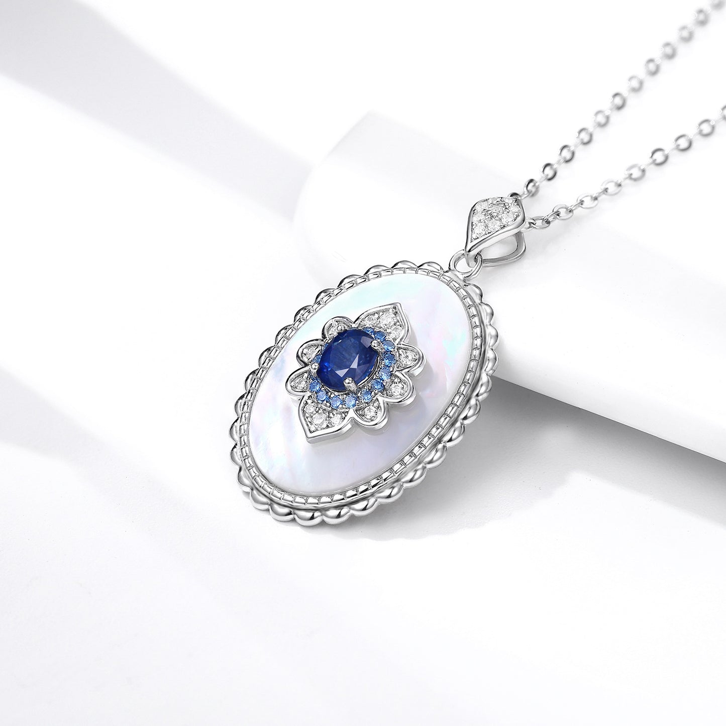 Natural Sapphire Pendant, Silver